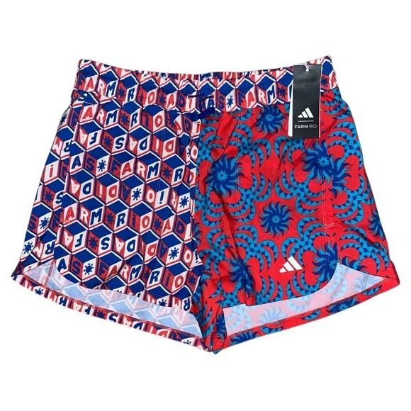 905. ADIDAS x FARM RIO Rio Pacer shorts in Bright Red Sz M NWT $40 - Picture 5 of 9